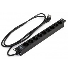 Блок розеток SHE19-9SH-2.5EUд. 19" шк., горизонт., 9 розеток Schuko(16A), 250В, 482.6x44.4x44.4мм(ДхШхВ)  397067  Hyperline