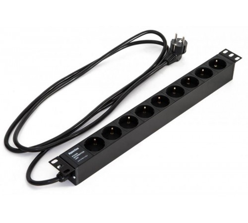 Блок розеток SHE19-9SH-2.5EUд. 19" шк., горизонт., 9 розеток Schuko(16A), 250В, 482.6x44.4x44.4мм(ДхШхВ)  397067  Hyperline