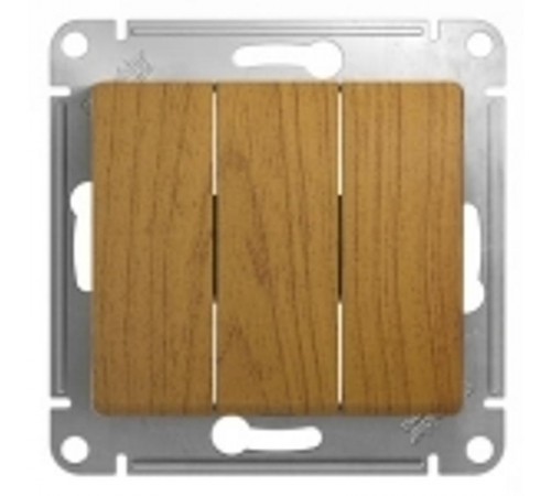 Glossa Дерево Дуб Выключатель 3-клавишный, сх.3, 10АХ  GSL000531  SE
