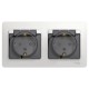 Glossa Белый Розетка 2-ая с заземлением, со шторками, в сборе, IP44  GSL000147  SE