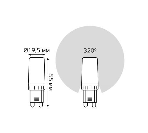 Лампа светодиодная G9 AC185-265V 5,5W 560lm 3000K керамика LED 1/10/200  107009106  Gauss