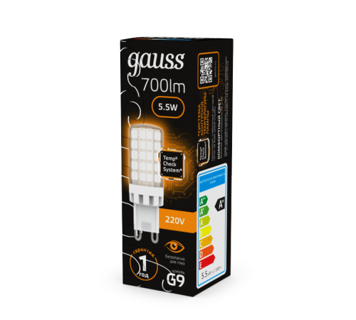 Лампа светодиодная G9 AC185-265V 5,5W 560lm 3000K керамика LED 1/10/200  107009106  Gauss