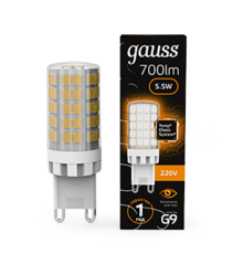 Лампа светодиодная G9 AC185-265V 5,5W 560lm 3000K керамика LED 1/10/200  107009106  Gauss
