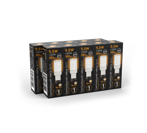 Лампа светодиодная G9 AC185-265V 5,5W 560lm 3000K керамика LED 1/10/200  107009106  Gauss