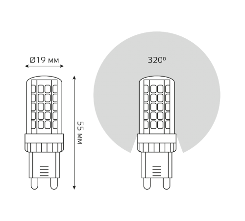 Лампа светодиодная G9 AC185-265V 5,5W 560lm 3000K керамика LED 1/10/200  107009106  Gauss