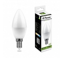 Лампа светодиодная LB-97 (7W) 230V E14 4000K свеча  25476  FERON