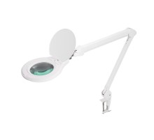 Лупа на струбцине , круглая, 5D, с подсветкой 72 LED, регулятор яркости, белая  31-0532  REXANT
