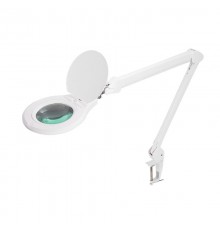 Лупа на струбцине , круглая, 5D, с подсветкой 72 LED, регулятор яркости, белая  31-0532  REXANT