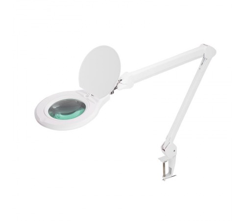 Лупа на струбцине , круглая, 5D, с подсветкой 72 LED, регулятор яркости, белая  31-0532  REXANT