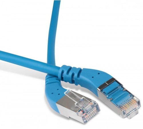 Патч-корд PC-APM-STP-RJ45/L45-RJ45/L45-C6-5M-LSZH-BL F/UTP угловой, экранированный, левый 45°-левый 45°, Cat.6, LSZH, 5 м, синий  233160  Hyperline