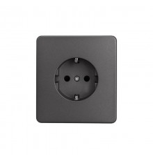 Розетка ROUND 1-ая с/з с/у, со шторками 16А титан  KR-78-0701-2  Kranz