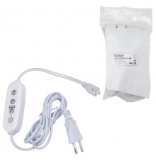 Таймер с вилкой и разъемом L,N,G для фитосветильника, 220В 1500Вт UST-E33 WHITE 2M Провод 2 метра  UL-00006493  Uniel