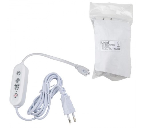 Таймер с вилкой и разъемом L,N,G для фитосветильника, 220В 1500Вт UST-E33 WHITE 2M Провод 2 метра  UL-00006493  Uniel