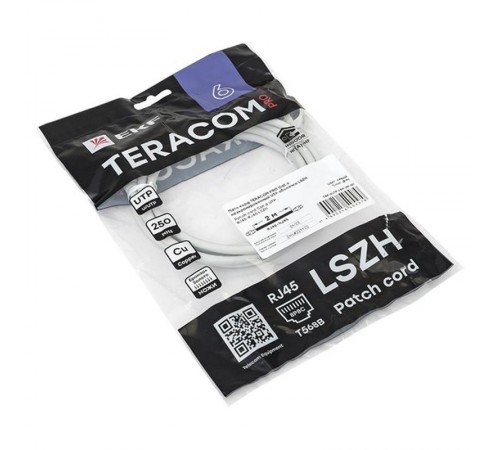 Патч-корд TERACOM PRO Cat.6 неэкранированный UTP оболочка LSZH серый (2,0м)  TRP-6UTP-LSH-2M-GY  EKF