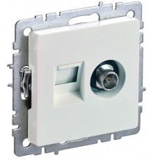 BRITE Розетка двойная TV+RJ45 кат.5E РТВ/РК12-БрЖ жемчужный   BR-AK20-1-K36  IEK