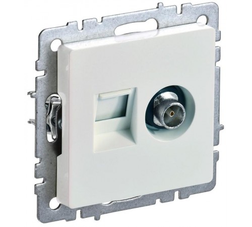 BRITE Розетка двойная TV+RJ45 кат.5E РТВ/РК12-БрЖ жемчужный   BR-AK20-1-K36  IEK