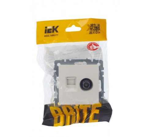 BRITE Розетка двойная TV+RJ45 кат.5E РТВ/РК12-БрЖ жемчужный   BR-AK20-1-K36  IEK
