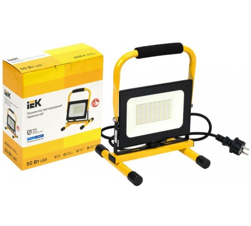 Прожектор светодиодный  СДО 06-50П переносной 6500К IP65 черный  LPDO603-050-65-K02  IEK