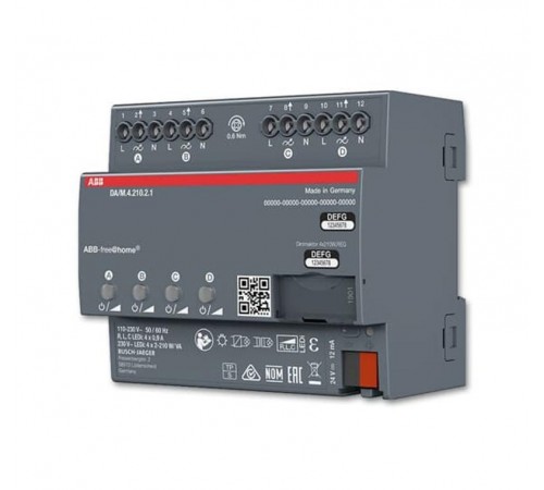 Светорегулятор free@home для LED ламп, 4-х канальный, MDRC DA/M.4.210.2.1  2CKA006220A0729  ABB