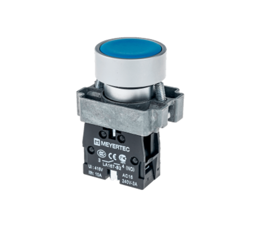 Кнопка плоская, желтая, 1NO, мет. MTB2-BAZ115  58151  ОВЕН