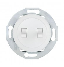 Переключатель 2-рычажковый, c двух мест (схема 6+6) 10 A, 250 B (белый) Vintage  882404-1  Ecoplast