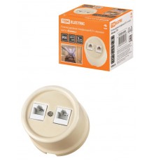 Розетка двойная телефонная RJ11 сл. кость "Болонь"  SQ1820-0350  TDM