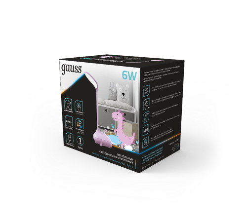 Светильник настольный Qplus GTL701 6W 330lm 2700-6000K 5V Li-ion 1200mA розовый детский диммируемый LED 1/10/30  GT7014  Gauss