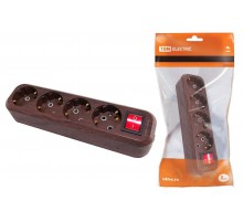 Колодка розеточная 4 гнезда 2П+3 с выключателем16А 250В "Эко" (бук)   SQ1806-0066  TDM