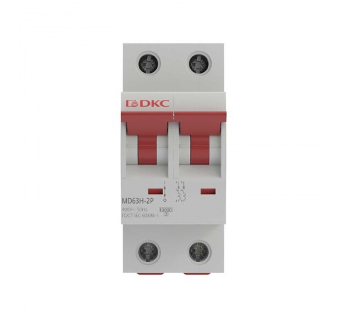Автоматический выключатель модульный YON max типа MD63H, 10кА, 2 полюса, хар-ка D, 6А MD63H-2PD6  DKC