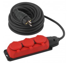 Удлинитель силовой UK-3e-3x1,5-10m-IP44(KG) с заземлением 3 розетки каучук 10м КГ 3х1,5мм2 IP44  Б0057580  ЭРА
