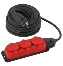 Удлинитель силовой UK-3e-3x1,5-10m-IP44(KG) с заземлением 3 розетки каучук 10м КГ 3х1,5мм2 IP44  Б0057580  ЭРА