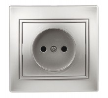 1-201-03 Intro Розетка 2P, 16А-250В, IP20, СУ, Plano, алюминий  Б0030054  Intro