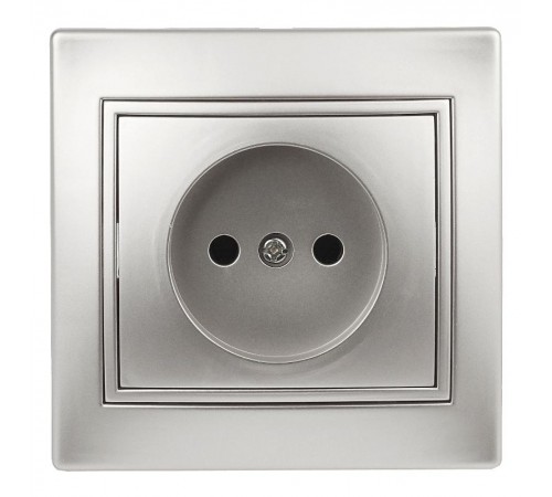 1-201-03 Intro Розетка 2P, 16А-250В, IP20, СУ, Plano, алюминий  Б0030054  Intro