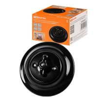 Выключатель скрытой установки фарфоровый поворотный проходной с ручкой (бантик) 10А черный "Болонь"  SQ1820-0213  TDM