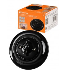 Выключатель скрытой установки фарфоровый поворотный проходной с ручкой (бантик) 10А черный "Болонь"  SQ1820-0213  TDM