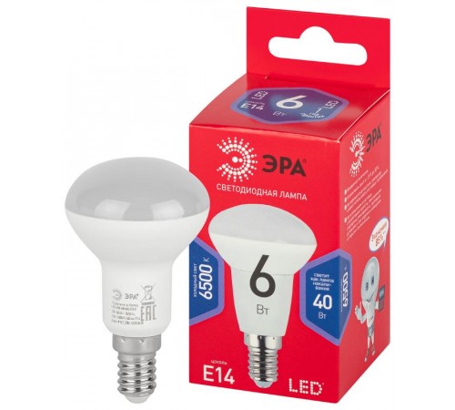 Лампа светодиодная RED LINE LED R50-6W-865-E14 R Е14 / Е14 6Вт рефлектор холодный дневной свет  Б0045335  ЭРА