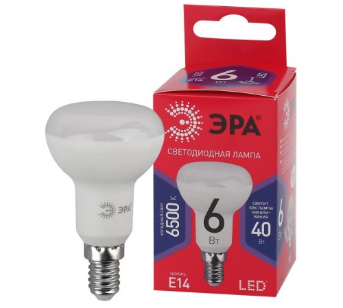 Лампа светодиодная RED LINE LED R50-6W-865-E14 R Е14 / Е14 6Вт рефлектор холодный дневной свет  Б0045335  ЭРА