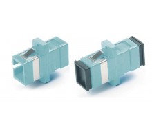 FA-P11Z-SC/SC-N/BK-AQ Оптический проходной адаптер SC-SC, MM (OM3), simplex, корпус пластиковый, голубой (aqua), черные колпачки  448017  Hyperline