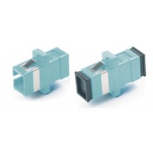 FA-P11Z-SC/SC-N/BK-AQ Оптический проходной адаптер SC-SC, MM (OM3), simplex, корпус пластиковый, голубой (aqua), черные колпачки  448017  Hyperline