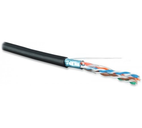 Кабель витая пара FUTP4-C5E-S24-OUT-LSZH-BK-500(500м)F/UTP,к5e,4п(24AWG),одн(solid),эк-ф.,вне,LSZH нг(С)-HF,-40°C-+75°С,черн.  236290  Hyperline