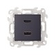 Simon 24 Графит Коннектор HDMI+USB 2.0  2411095-038  Simon