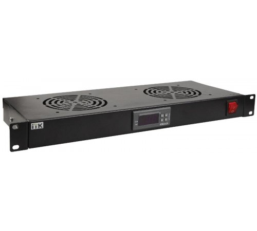 Модуль вентил. 1U с цифр. термостатом 2 вент. черный  FM05-1U2TS-R  ITK