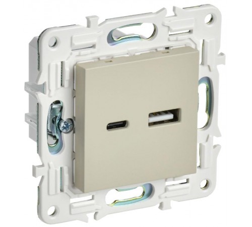 SKANDY Розетка USB A+C 18Вт SK-R13B бежевый   SK-U22-018-K10  IEK