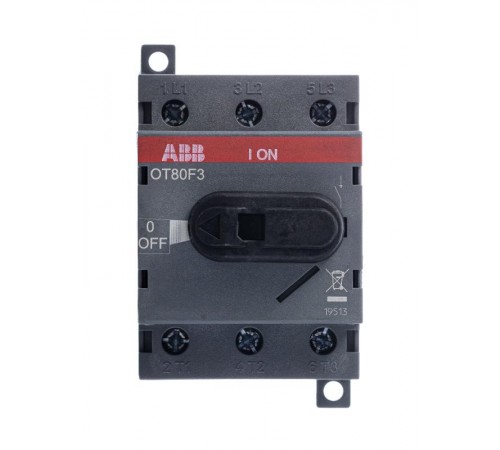 Рубильник OT80F3 до 80А 3пол для уст.на DIN-рейку или монтаж.плату(с рез. руч.)  1SCA105798R1001  ABB