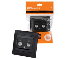 Розетка компьютерная двойная RJ45 графит "Лама"  SQ1815-0675  TDM