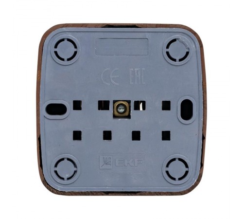 Розетка 1-местная ОП Минск 16А с заземлением тёмное дерево EKF  EGR16-028-40  EKF