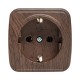 Розетка 1-местная ОП Минск 16А с заземлением тёмное дерево EKF  EGR16-028-40  EKF
