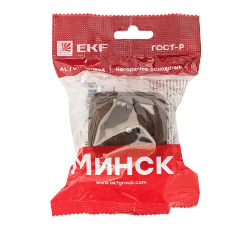 Розетка 1-местная ОП Минск 16А с заземлением тёмное дерево EKF  EGR16-028-40  EKF