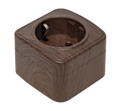 Розетка 1-местная ОП Минск 16А с заземлением тёмное дерево EKF  EGR16-028-40  EKF