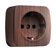 Розетка 1-местная ОП Минск 16А с заземлением тёмное дерево EKF  EGR16-028-40  EKF